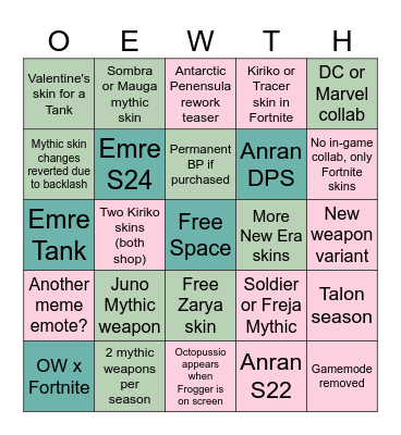 Giggity Bingo Card