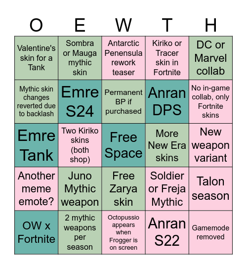 Giggity Bingo Card
