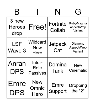 OW2 2026 Spotlight Bingo Card