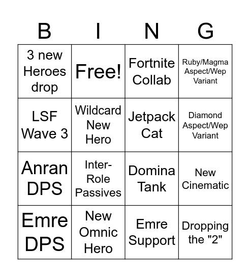 OW2 2026 Spotlight Bingo Card