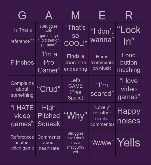 Cecily’s Gaming Bingo Card