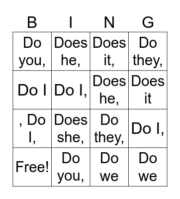 Game Bingo Card