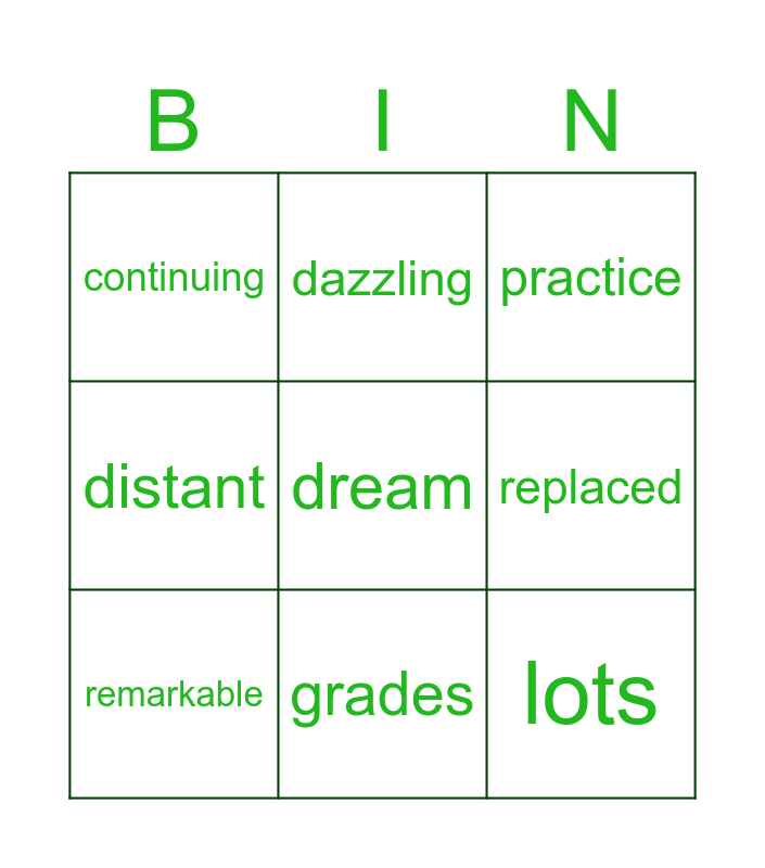 Ethan - week 2 words Bingo Card