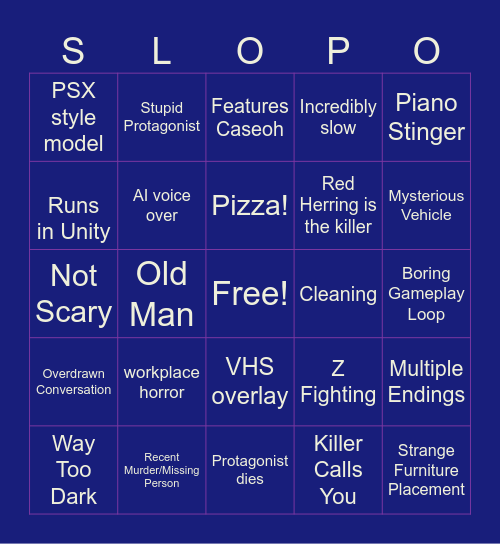 Itch.io Horror Game Bingo 2 Bingo Card