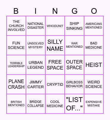Wiki Wonders Bingo Card