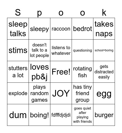 spooks bingo Card