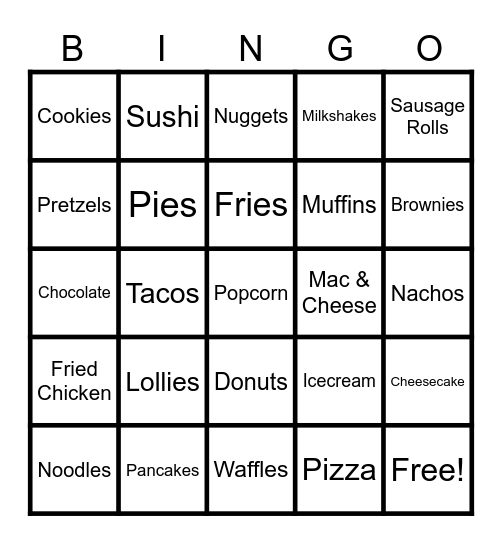 NCAPA HS Year 7 SRC Food Bingo Card