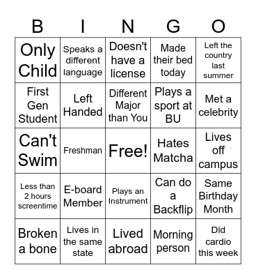 PMReady Human Bingo Card