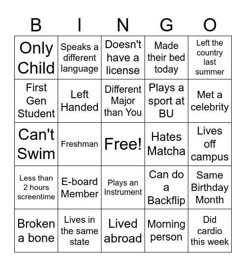 PMReady Human Bingo Card