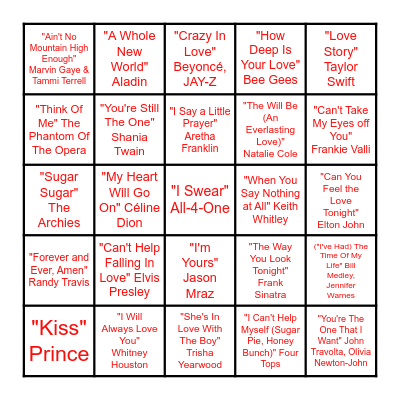 Valentine Bingo Card