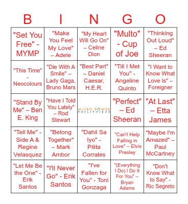 MPP Valentine Bingo Card