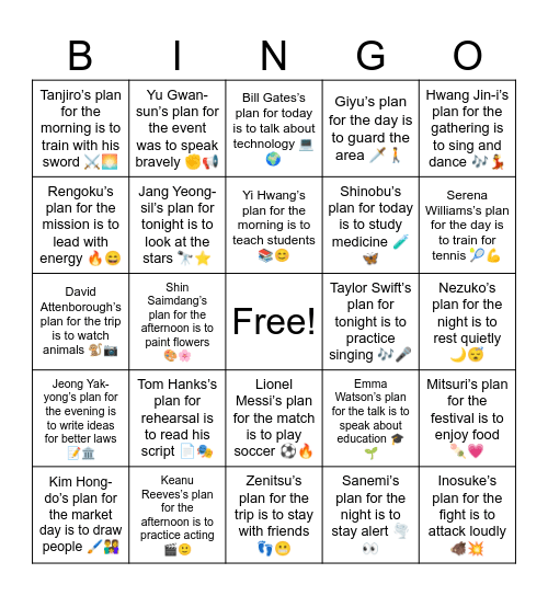 B15 L12 Inosuke’s plan for the fight is to attack loudly 🐗💥 Bingo Card