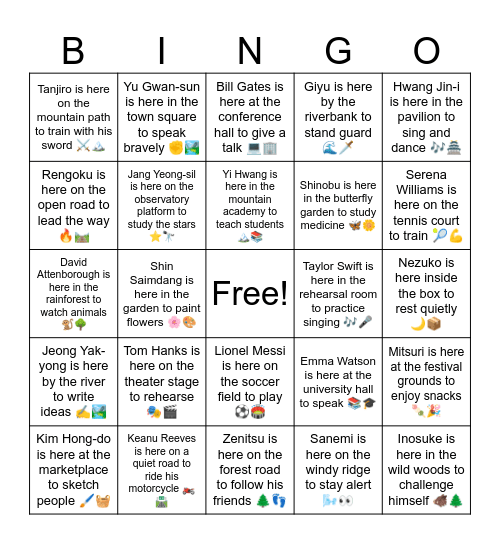 B15 L12 Yi Hwang is here in the mountain academy to teach students 🏔️📚 Bingo Card
