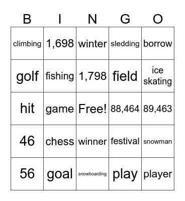 Bingo (C L9) Bingo Card