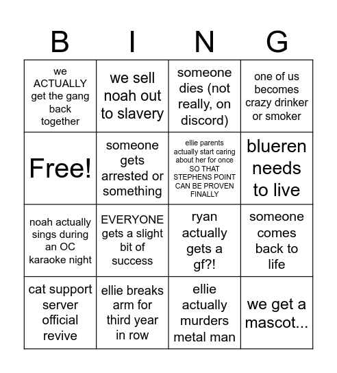 OC BING 2026 Bingo Card