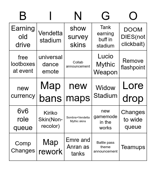 Tori predictions Bingo Card