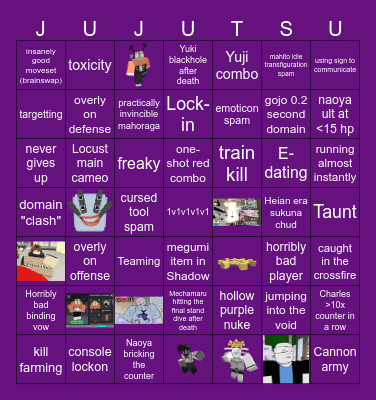 Jujutsu shenanigans, black out bingo! Bingo Card