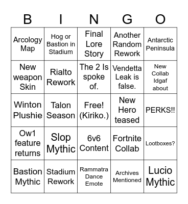 Ow2 Spotlight Bingo Card