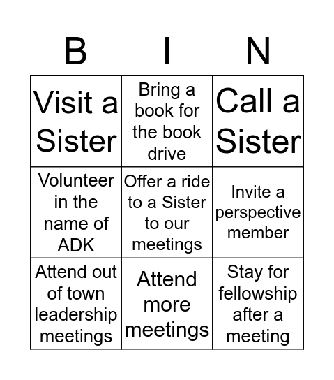 New Year's Resolutions Bingo Card