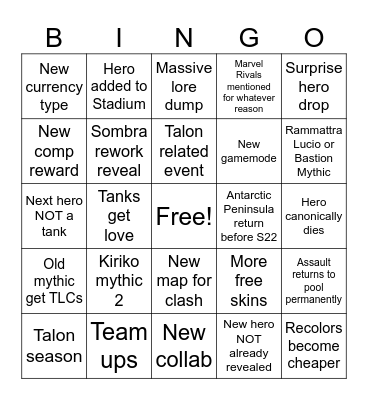Overwatch Spotlight 2026 Bingo Card
