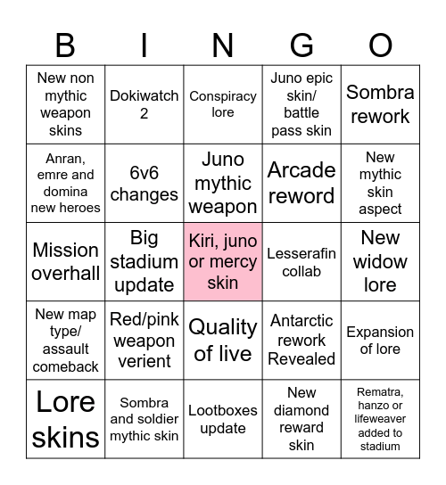 Overwatch spotlight Bingo Card