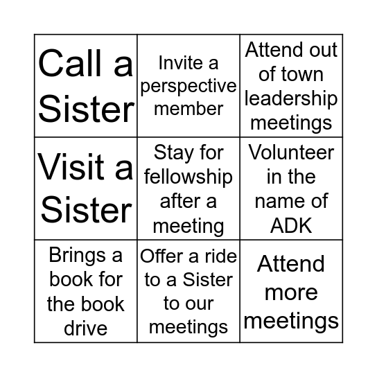 New Years's Resolutions Bingo Card