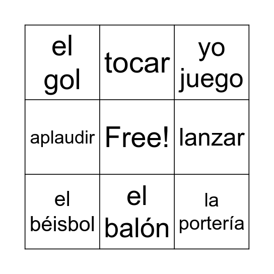 Los deportes y El fútbol Bingo Card