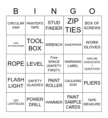 "HARDWARE STORE BINGO" Bingo Card