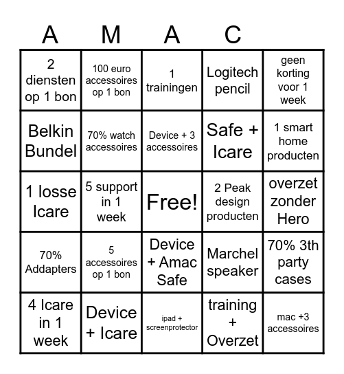 Junior Bingo Card