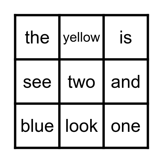 Tricky Words Bingo Card