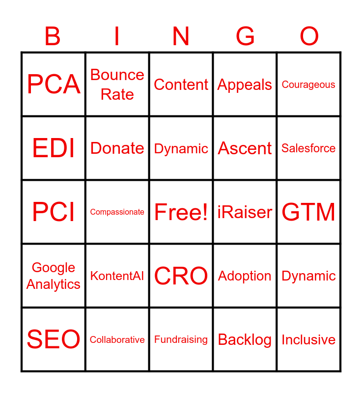 Digital Engagement Bingo Card
