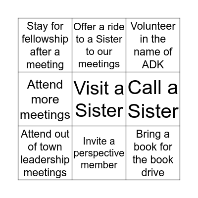 New Year's Resolutions Bingo Card