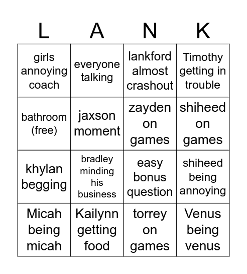 Social Studies Bingo Card