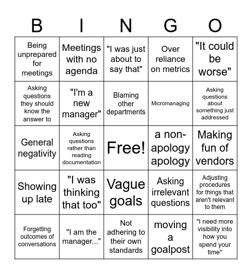 Toxic Boss Bingo Card