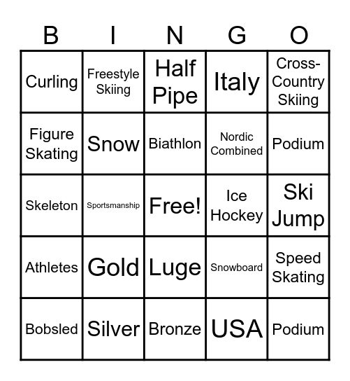 Winter Day 2026 Bingo Card