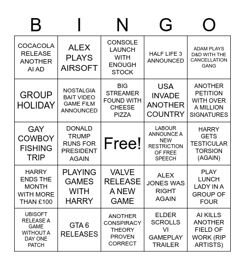 2026 Bingo Card