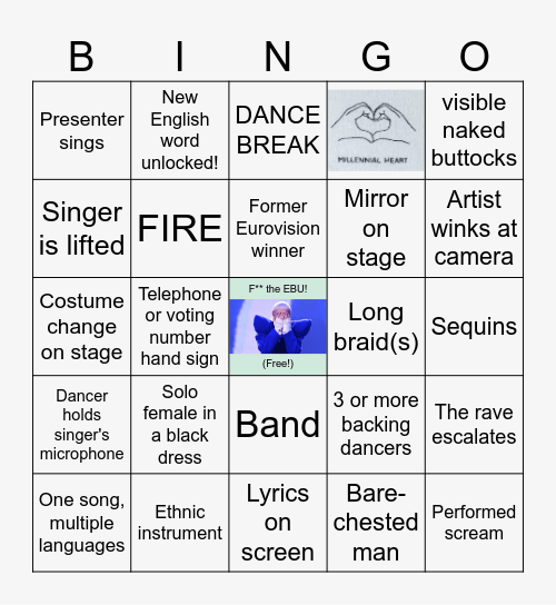 International Song Festivals: 2026 season Bingo Card