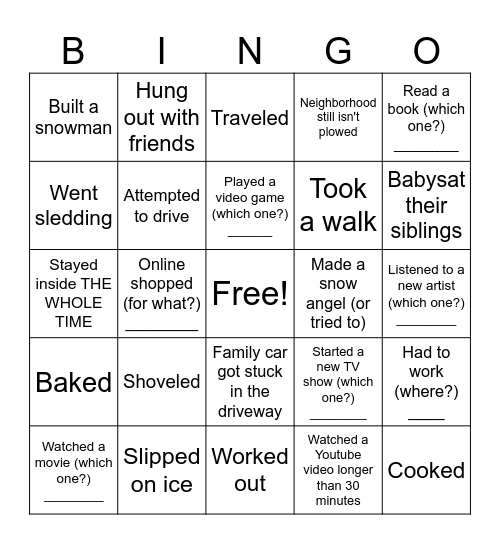 Find Someone Who--Snowcrete Edition Bingo Card