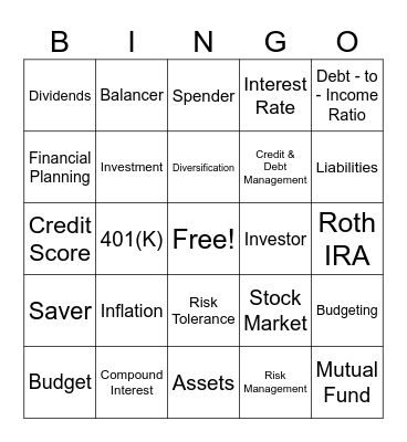 Money Matters Bingo Card