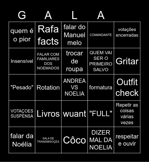 primeira companhia tvi Bingo Card