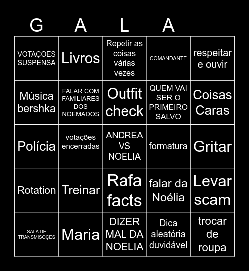 primeira companhia tvi Bingo Card