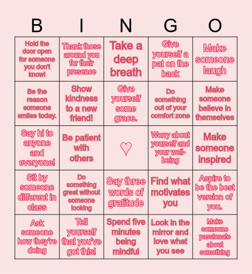 ♥️ Kindness Board ♥️ Bingo Card