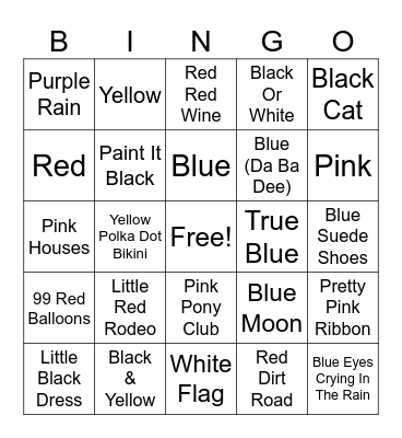 Music Bingo Color Of Music Bingo Card