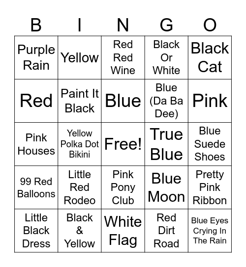Music Bingo Color Of Music Bingo Card