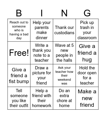 Kindness Bingo! Bingo Card