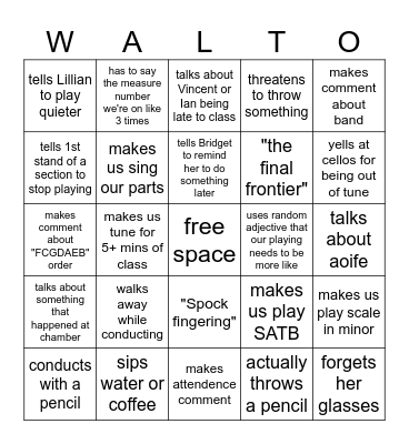 WALTO Bingo Card