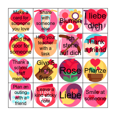 NHS Kindness Bingo Card