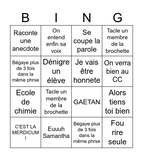 Bingo Gwenaelle Bingo Card