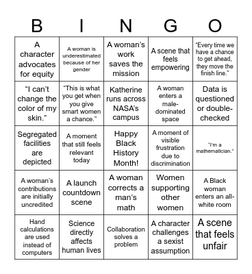 Hidden Figures Bingo Card