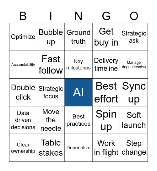 All Hands Bingo Card